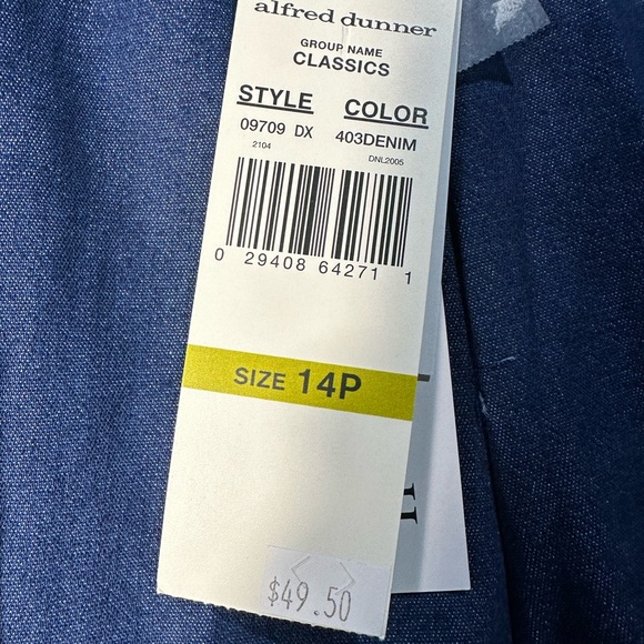 NWT women’s petite Alfred Dunner proportioned denim pants SZ 14p - Picture 4 of 6